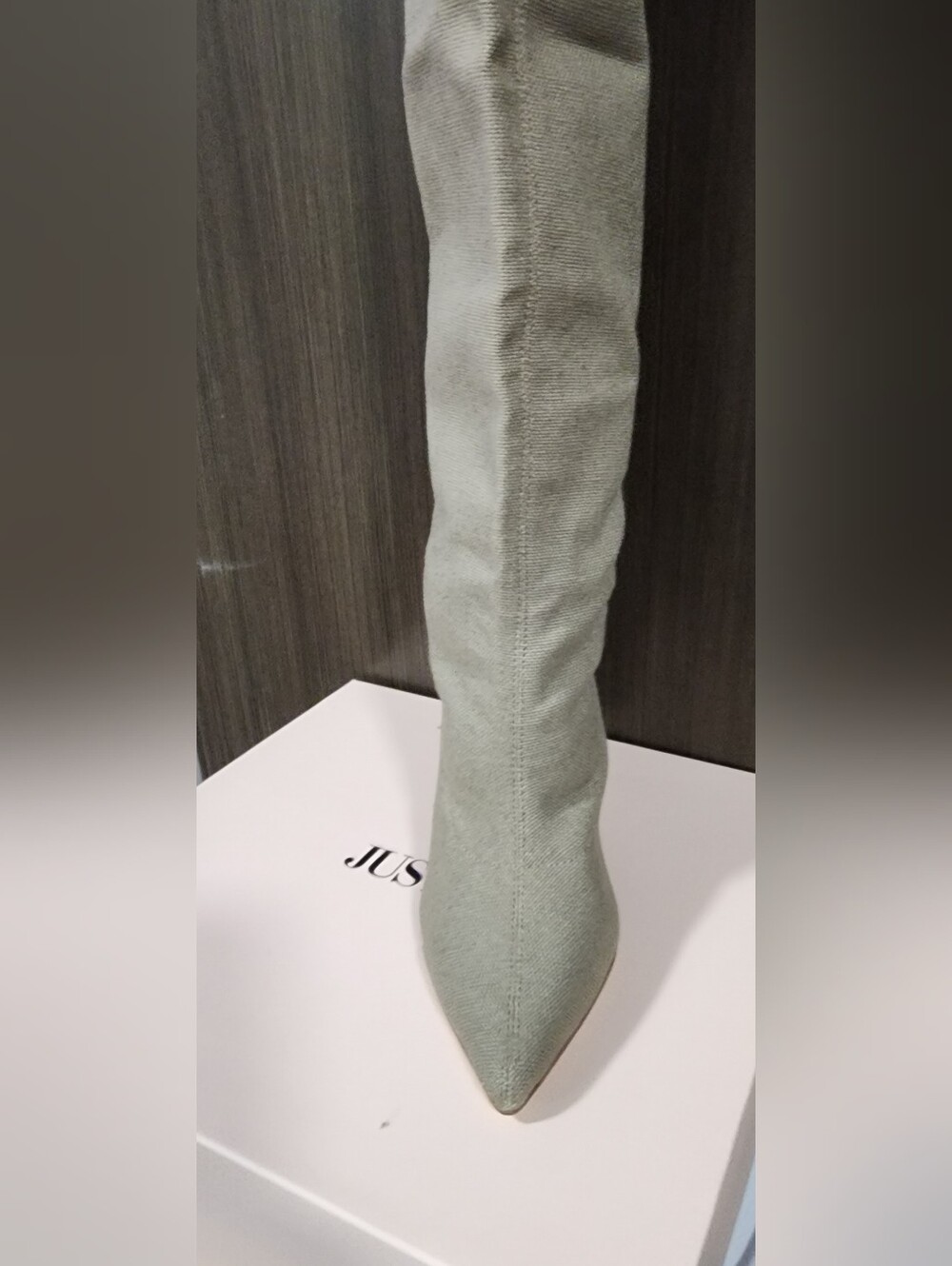 JustFab Fiona Taupe Slouchy Knee High Block Heel Boots 8.5